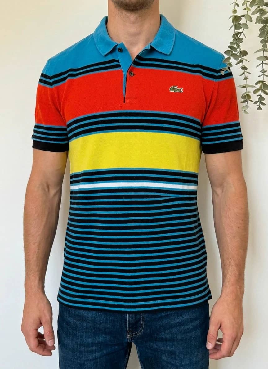 Polo piqué Lacoste Live rayures multicolores taille 4/S - PP2603284