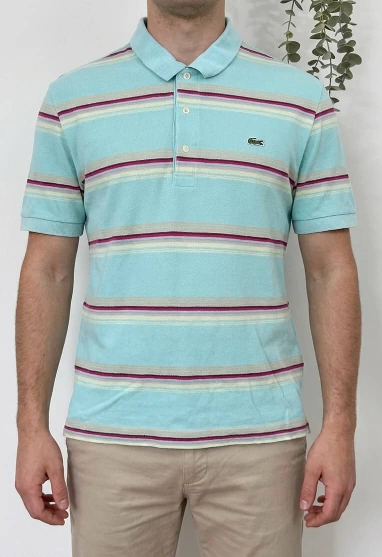 Polo piqué Lacoste rayé pastel bleu taille 4/M - PP2603262