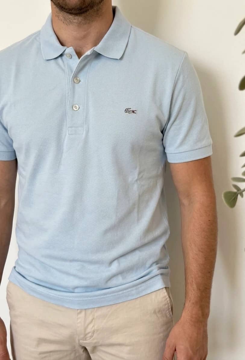Polo piqué slim fit Lacoste bleu clair logo argenté taille 3/S - PP2603316