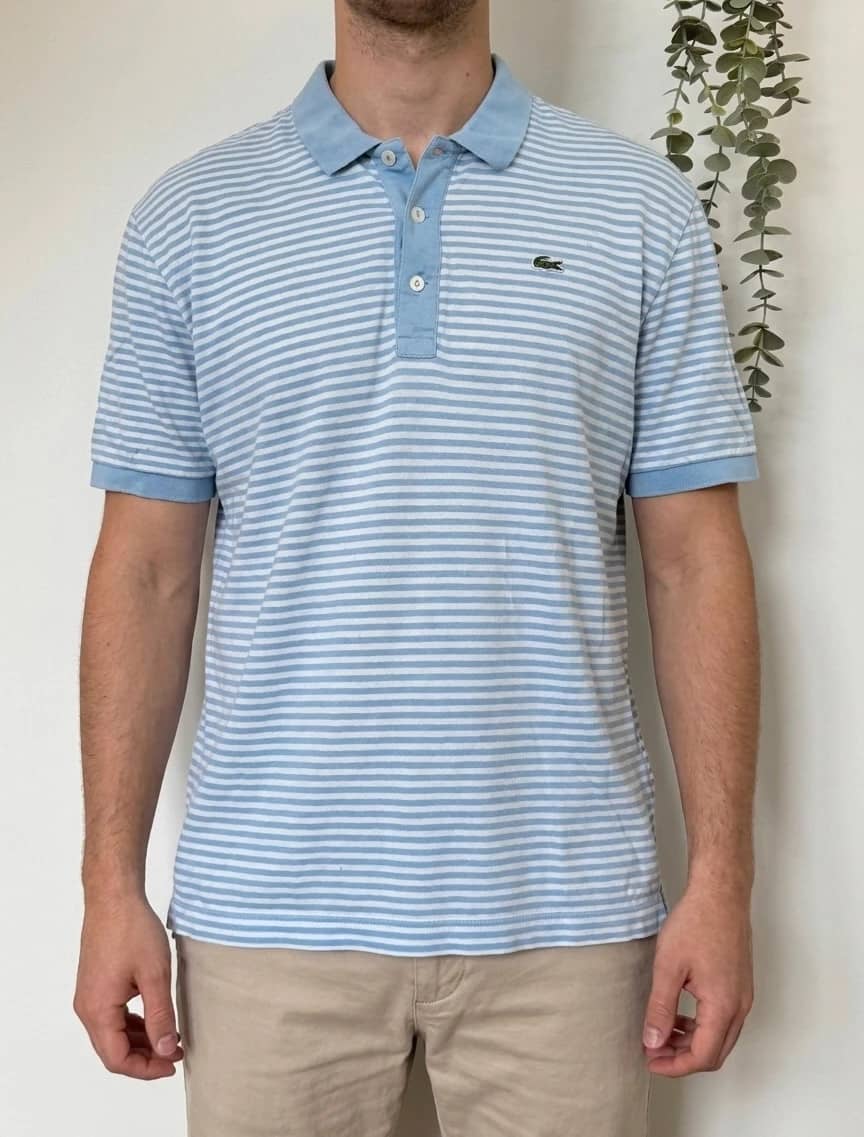 Polo Lacoste rayé bleu ciel taille 7/XXL - PP2603288