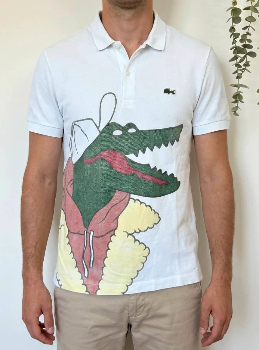 Polo piqué Lacoste x Jean-Michel Tixier blanc imprimé taille S - PP2603367