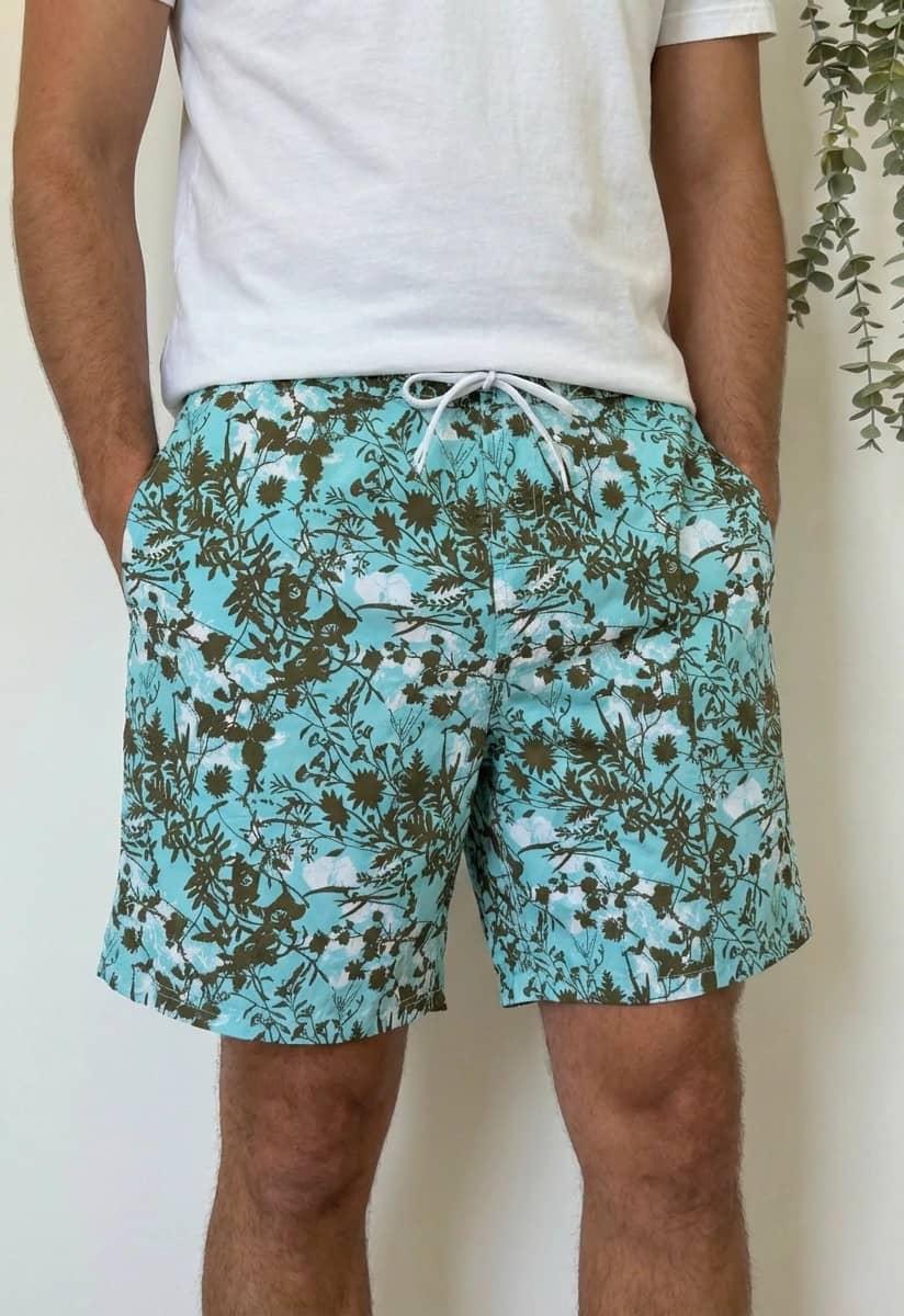Short de bain boardshort Resin turquoise floral taille L - PP2603187