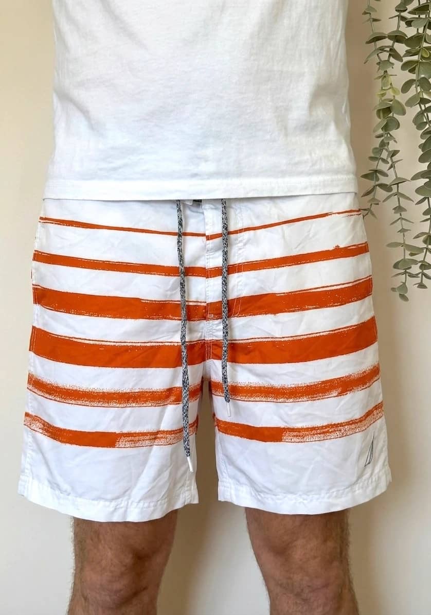 Short de bain Nautica blanc rayé orange taille L - PP2603210