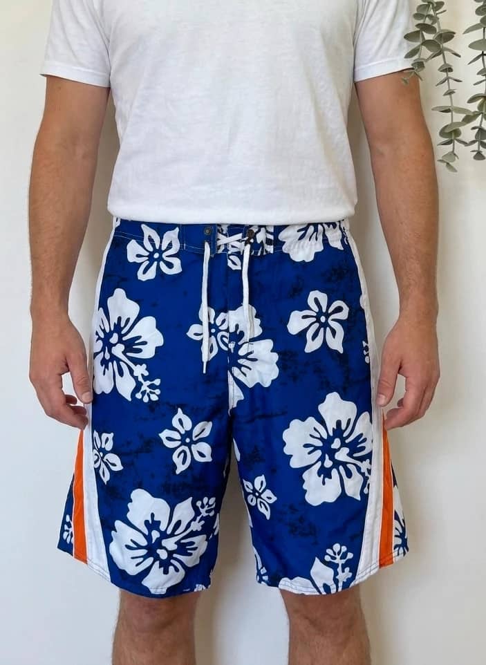Short de bain No Boundaries bleu orange motifs fleurs blanches taille M/L - PP2603236