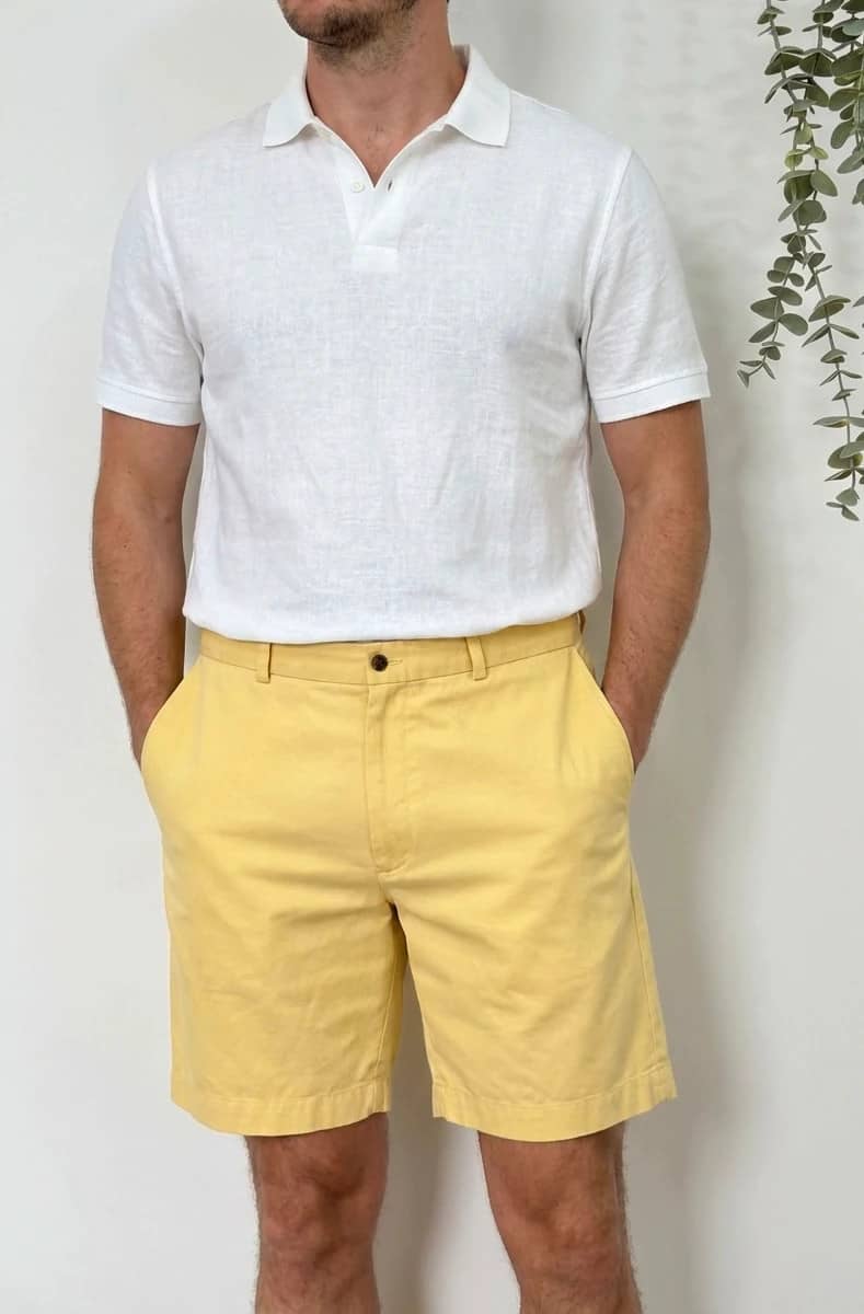 Short chino Brooks Brothers 346 jaune pâle taille W35/L - PP2603127