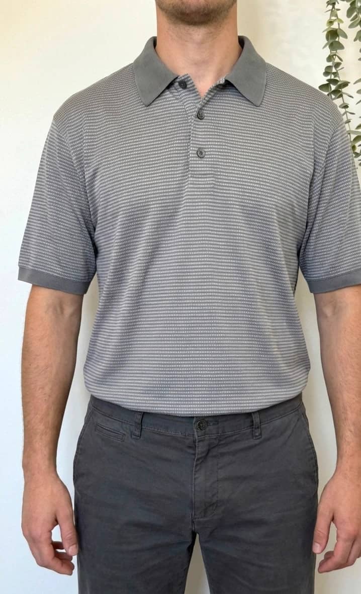 Polo golf Boss gris rayé taille L - FP260369