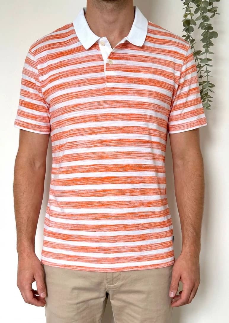 Polo regular fit Boss pima coton orange blanc rayé taille XXL - FP260361