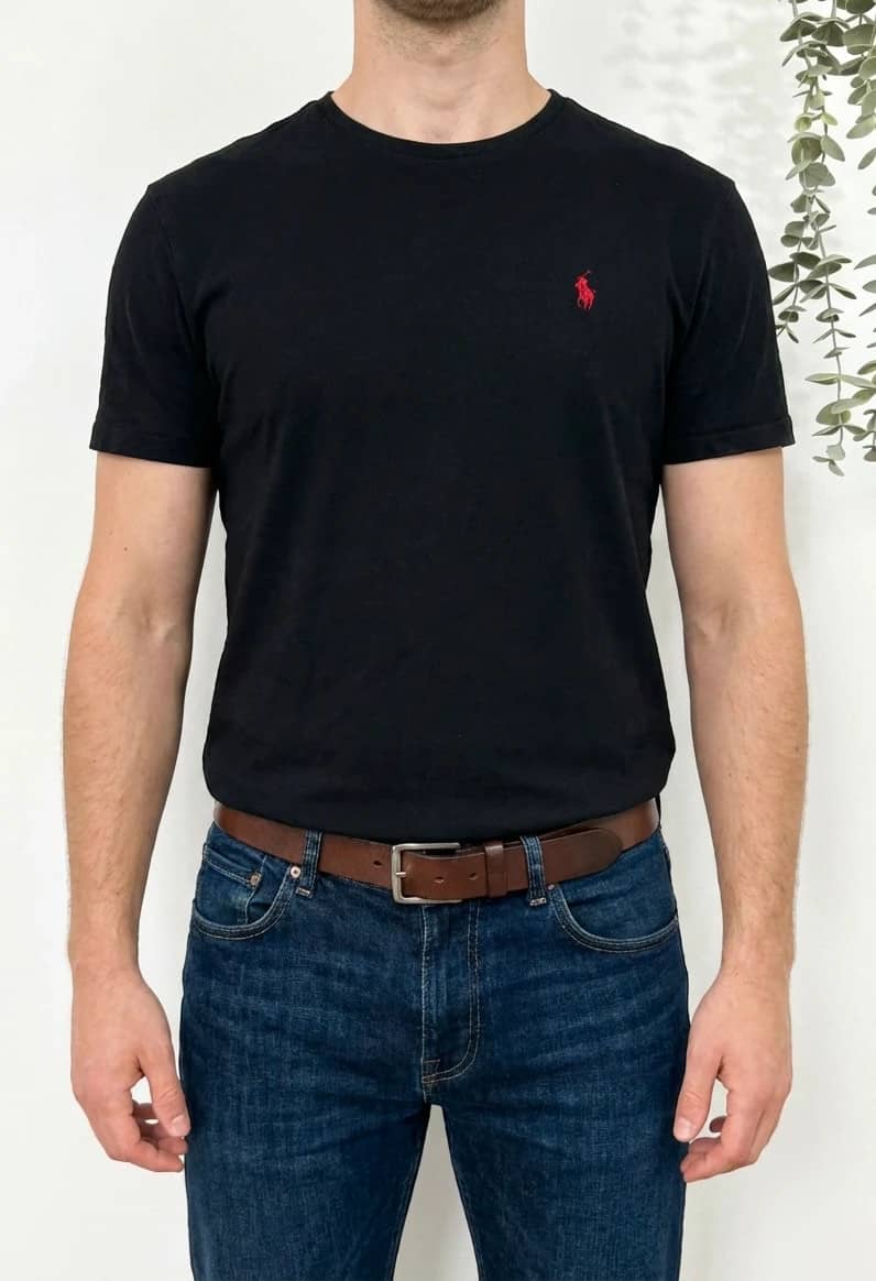 T-shirt Polo Ralph Lauren noir logo pony rouge taille XS