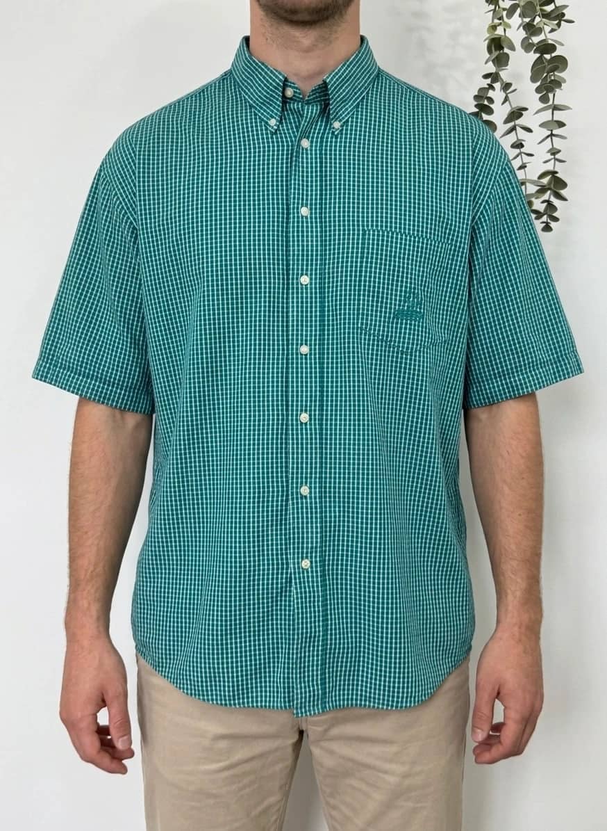 Chemise manches courtes Hugo Boss vintage vichy vert taille 3XL - FP260365