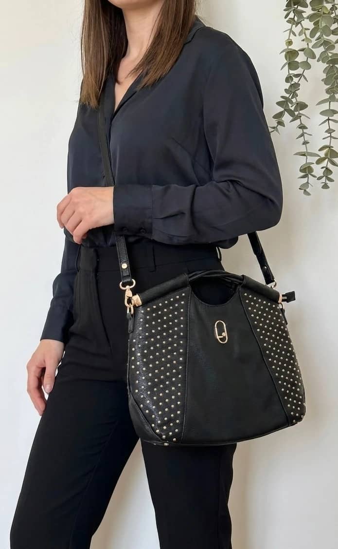 Sac à main bandoulière Liu Jo noir clous dorés