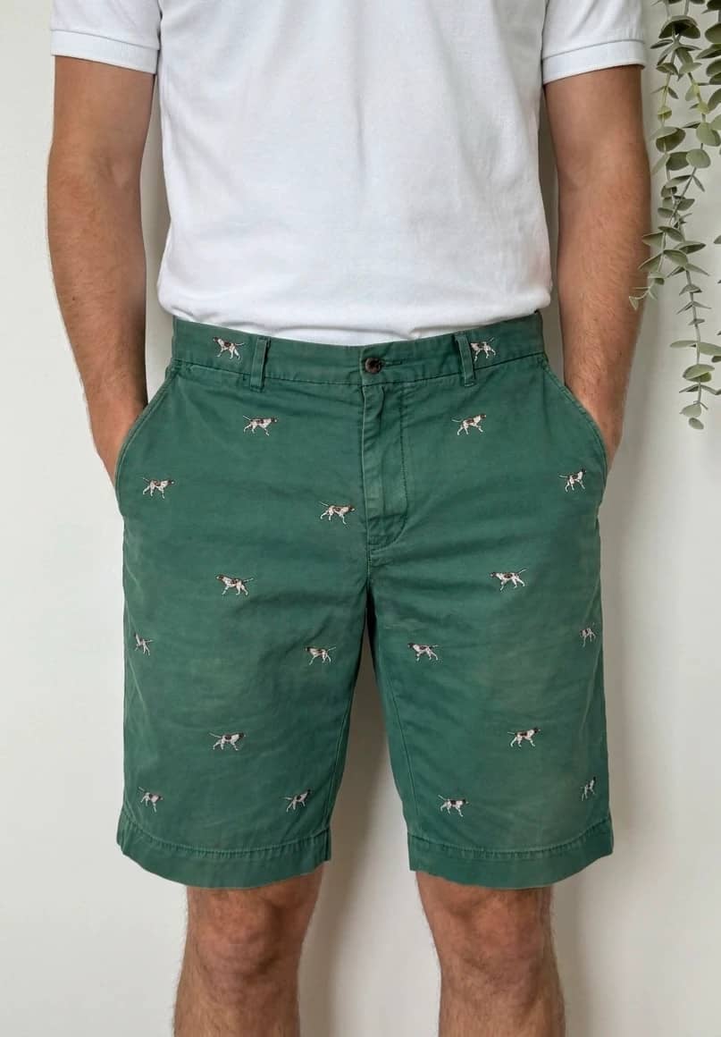 Short chino Polo Ralph Lauren vert brodé chiens taille W33 - SK26067