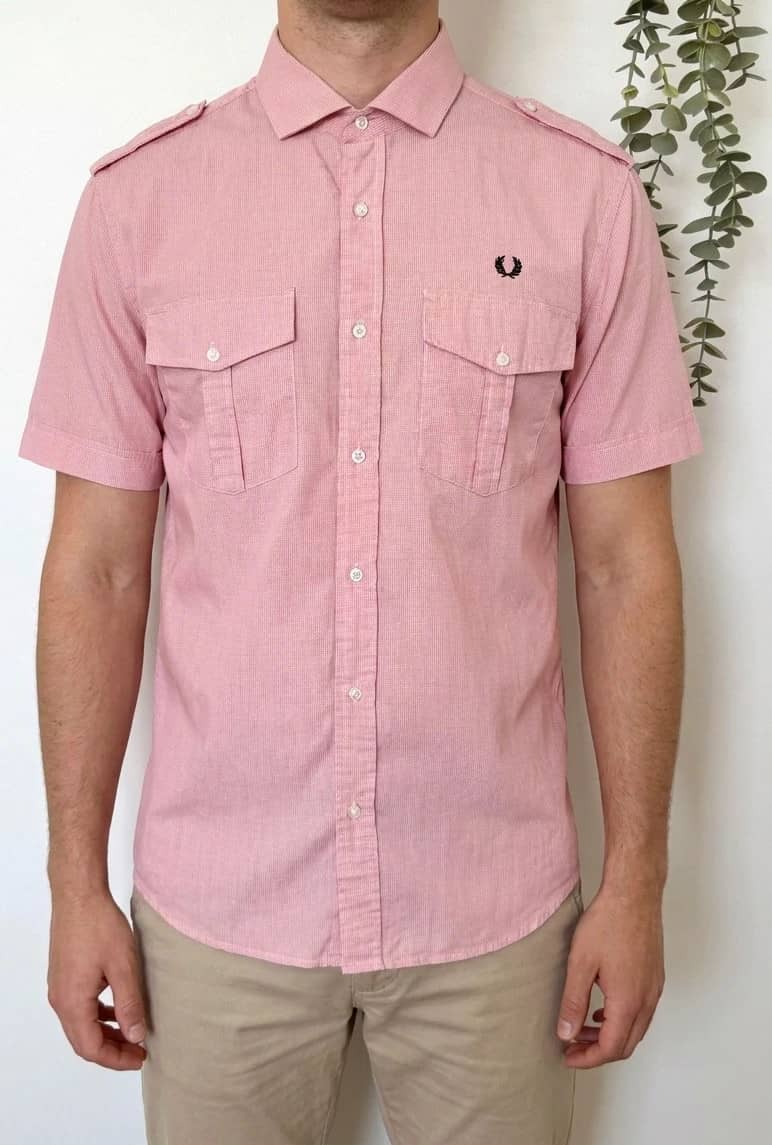 Chemise safari Fred Perry rose/rouge micro carreaux taille XL - SK260668