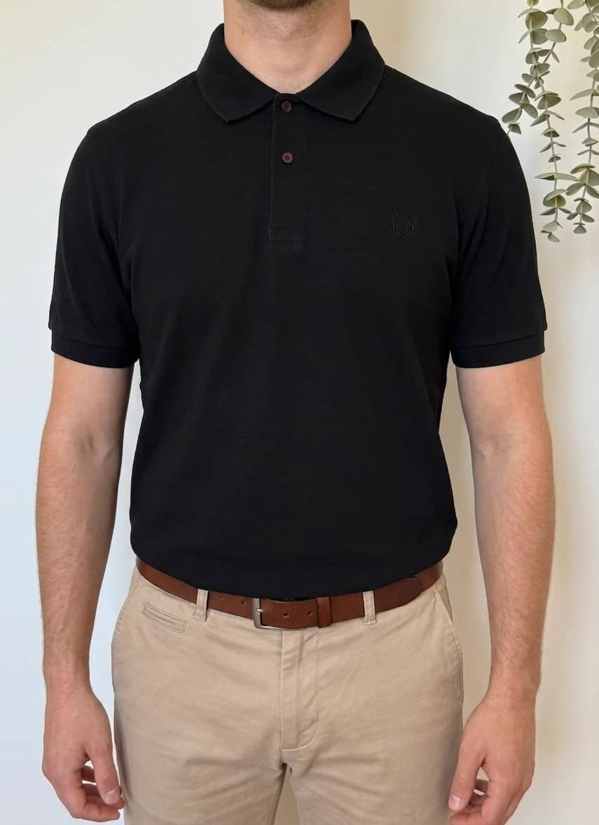 Polo piqué Fred Perry noir manches courtes taille 48/XL - SK2606108