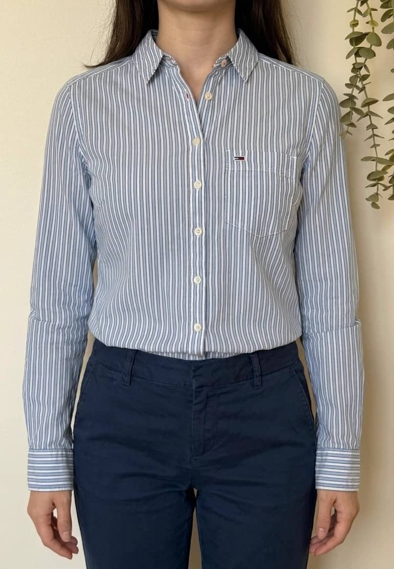 Chemise rayée Tommy Jeans bleu ciel blanc taille XS - SK260657