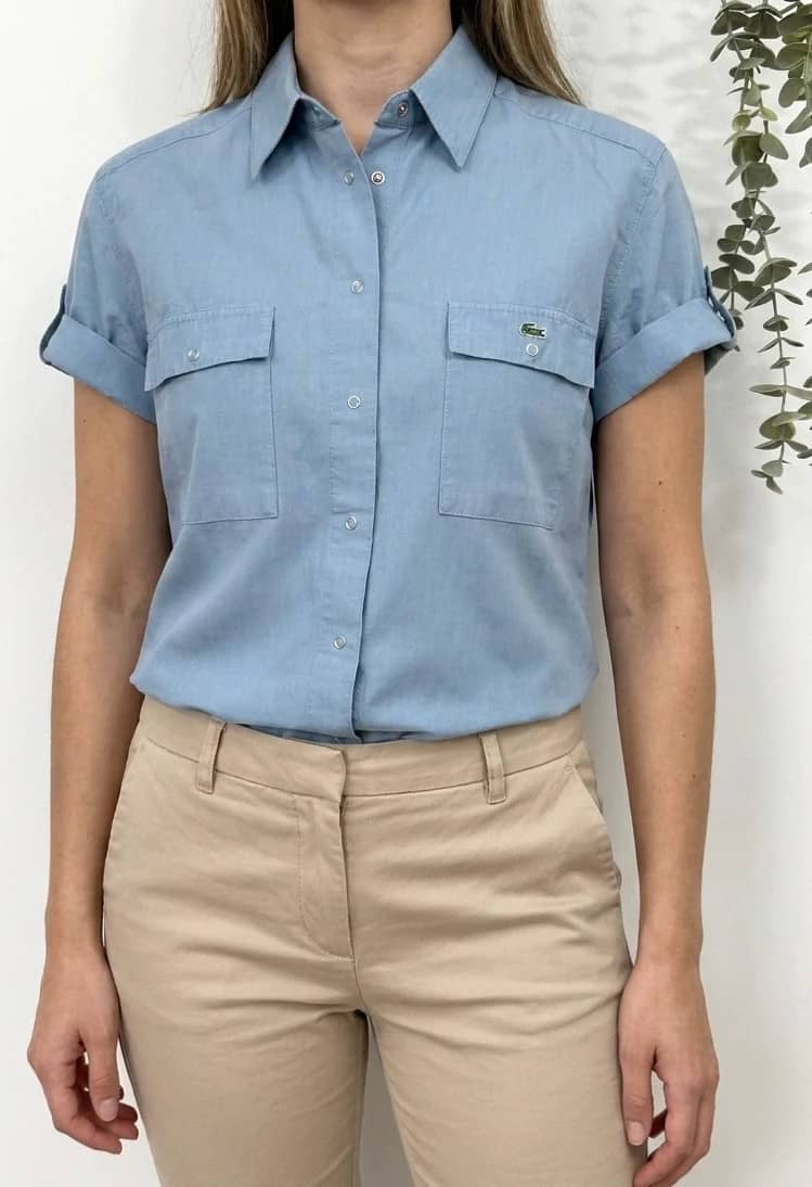 Chemise manches courtes Lacoste bleu gris taille 40/M - FP260182