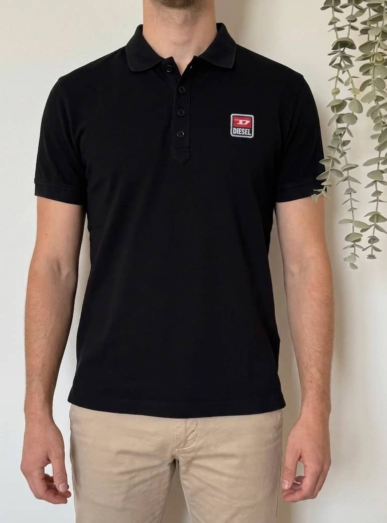 Polo piqué Diesel noir patch logo taille L - T-Kal-Patch Polo - SK2606115