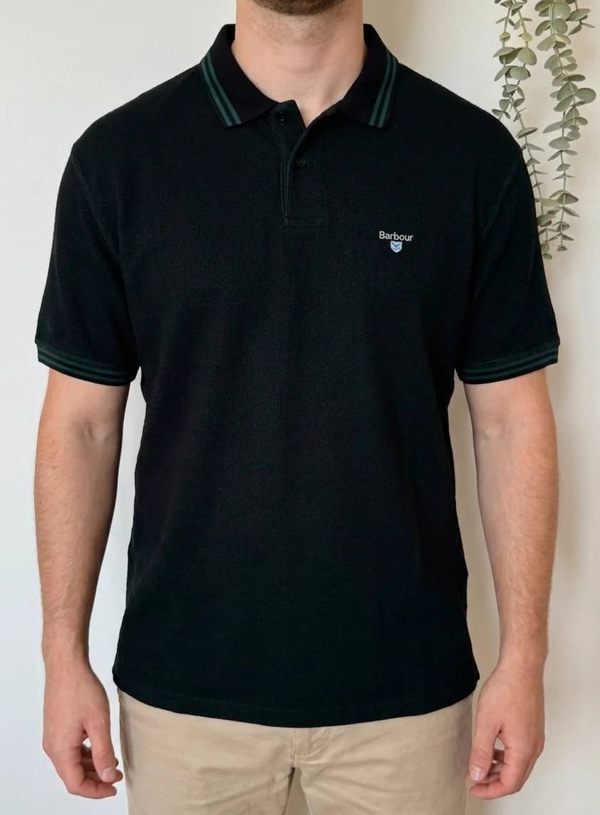 Polo piqué épais Barbour Haverton tailored noir vert taille XXL - SK2606117