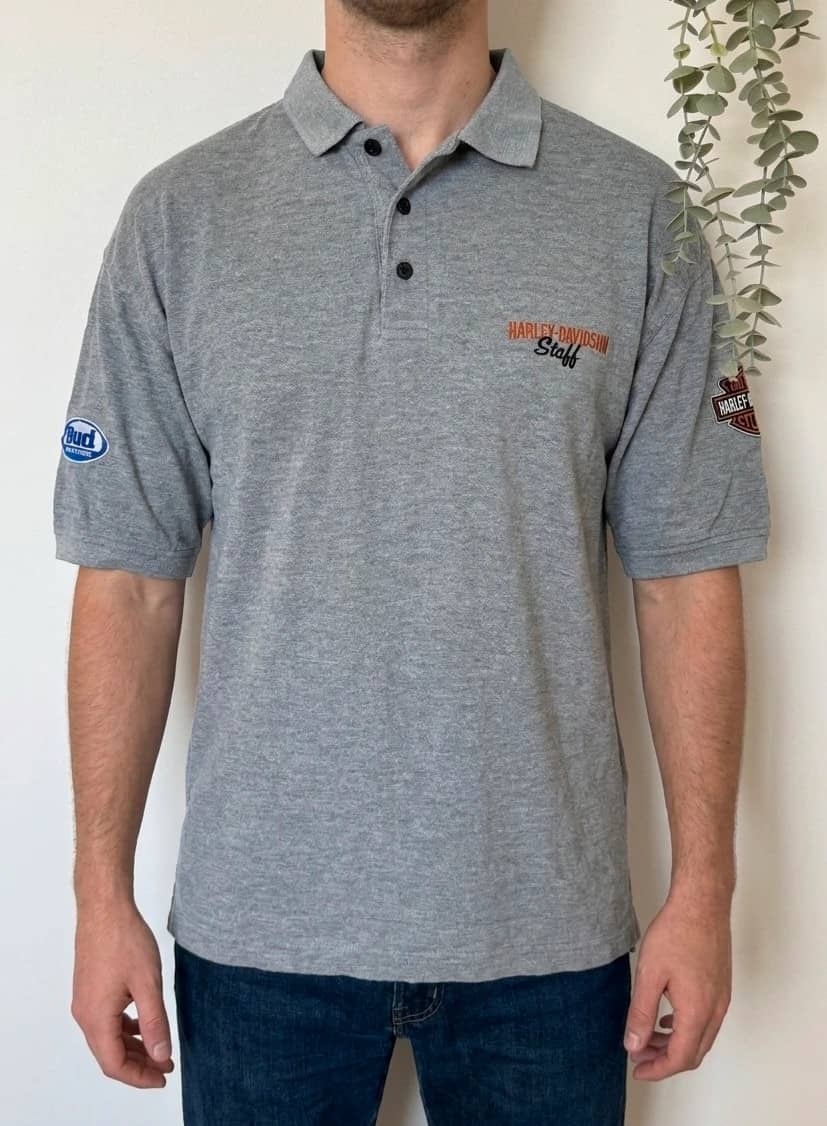Polo piqué Harley-Davidson gris chiné Staff Buell taille 2XL - SC2606141