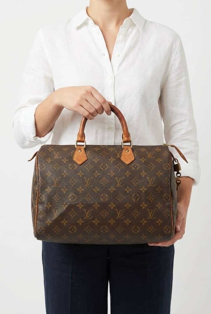 Sac à main Louis Vuitton Speedy 35 Monogram marron vintage