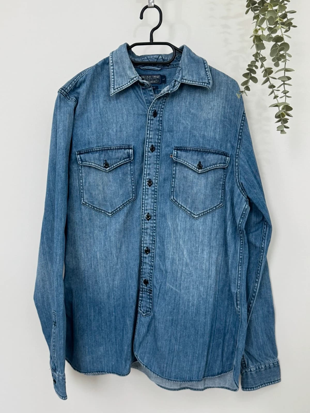 Mėlyni Ralph Lauren Polo Jeans Company vakarietiško stiliaus džinsiniai marškiniai, Slim Fit, dydis L - FP260166 – nuotrauka 2/9