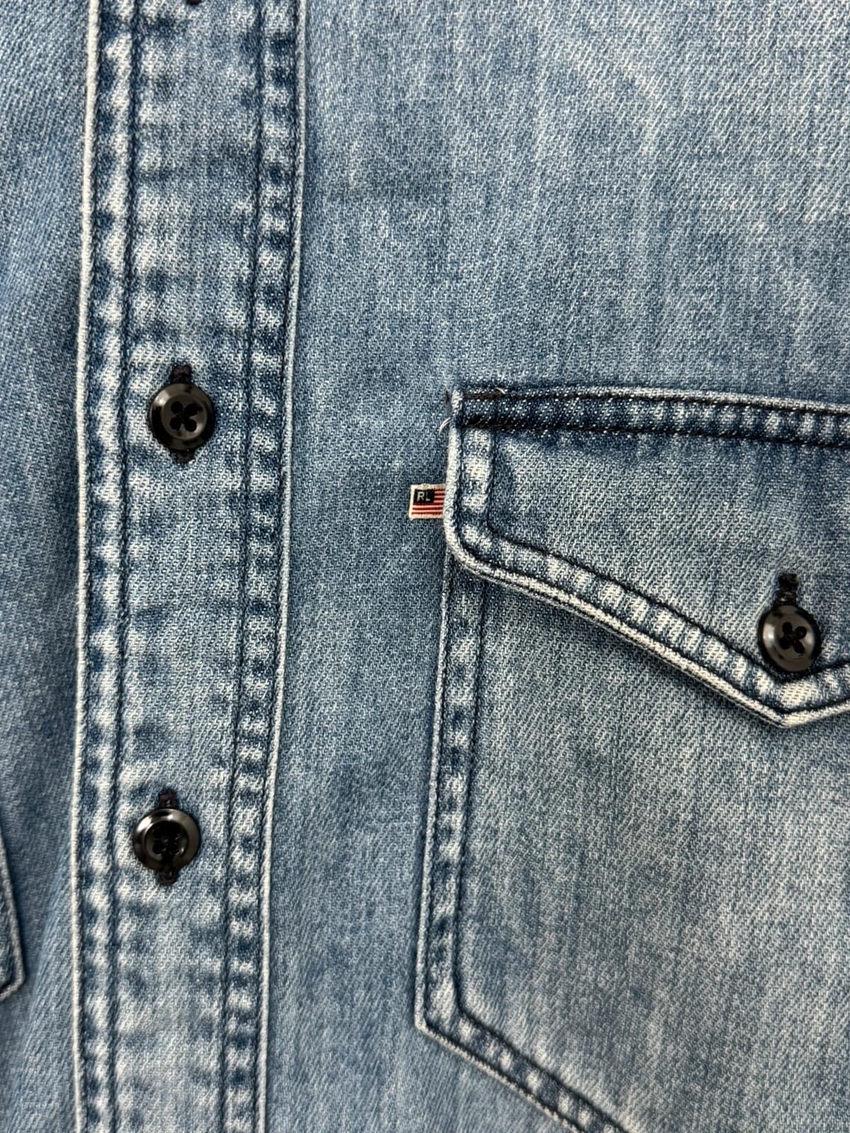 Mėlyni Ralph Lauren Polo Jeans Company vakarietiško stiliaus džinsiniai marškiniai, Slim Fit, dydis L - FP260166 – nuotrauka 3/9