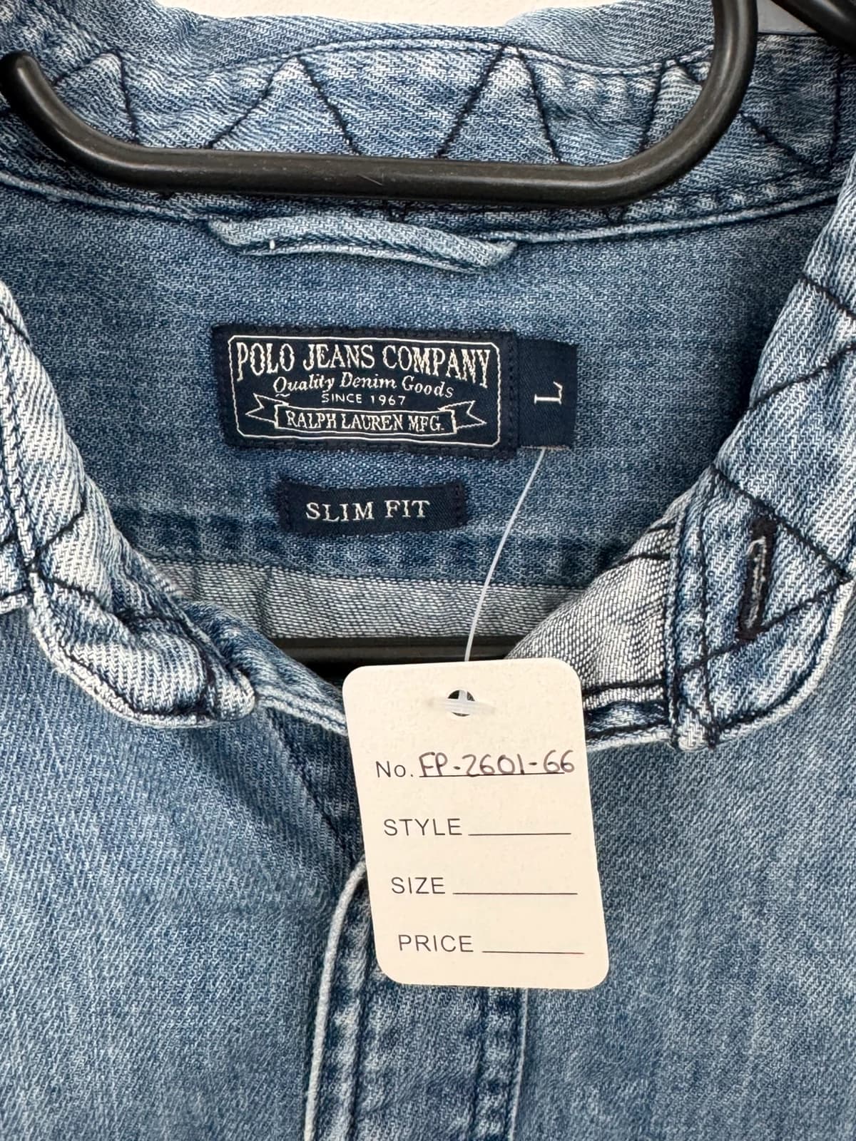 Mėlyni Ralph Lauren Polo Jeans Company vakarietiško stiliaus džinsiniai marškiniai, Slim Fit, dydis L - FP260166 – nuotrauka 4/9