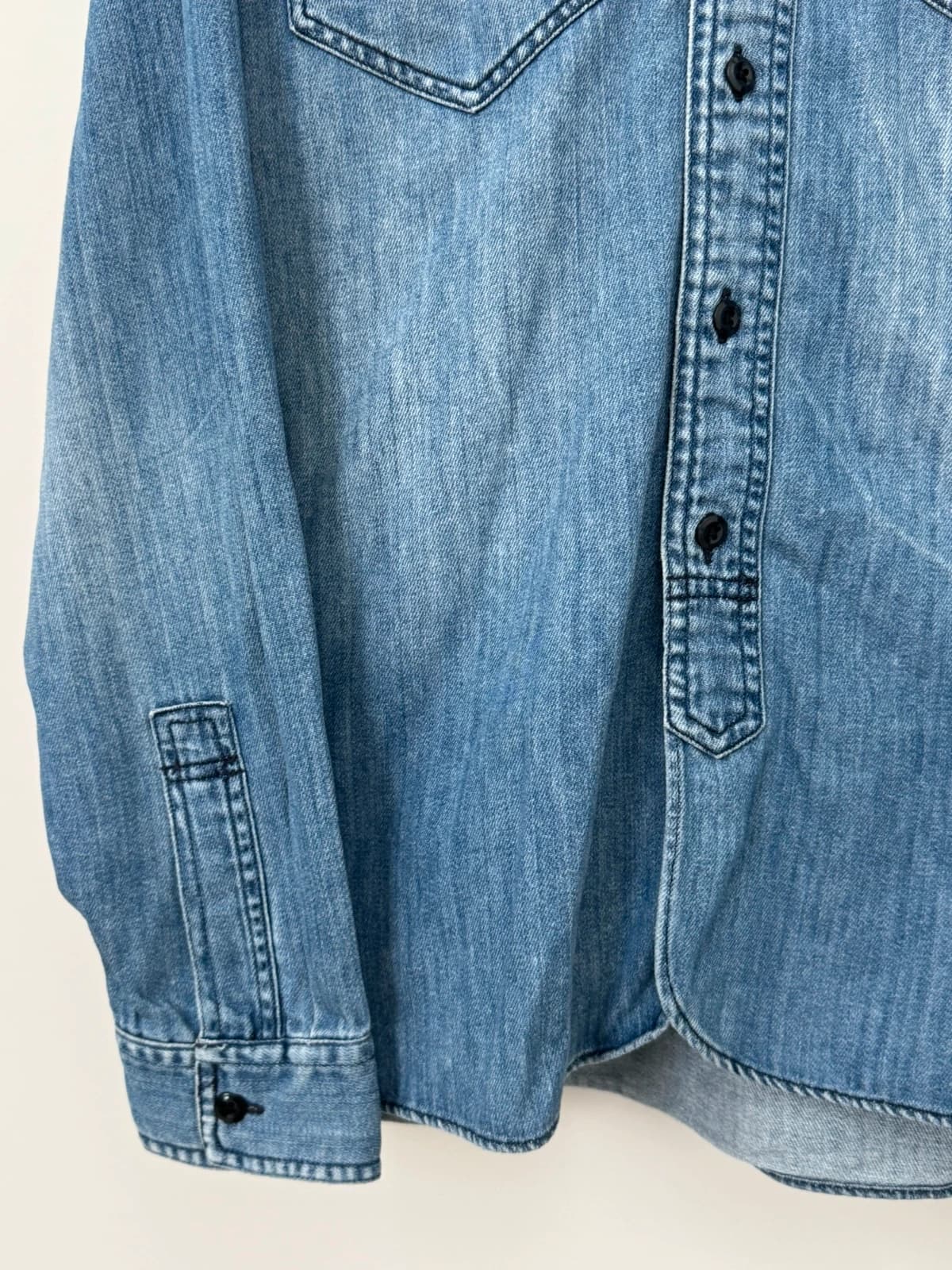 Mėlyni Ralph Lauren Polo Jeans Company vakarietiško stiliaus džinsiniai marškiniai, Slim Fit, dydis L - FP260166 – nuotrauka 5/9