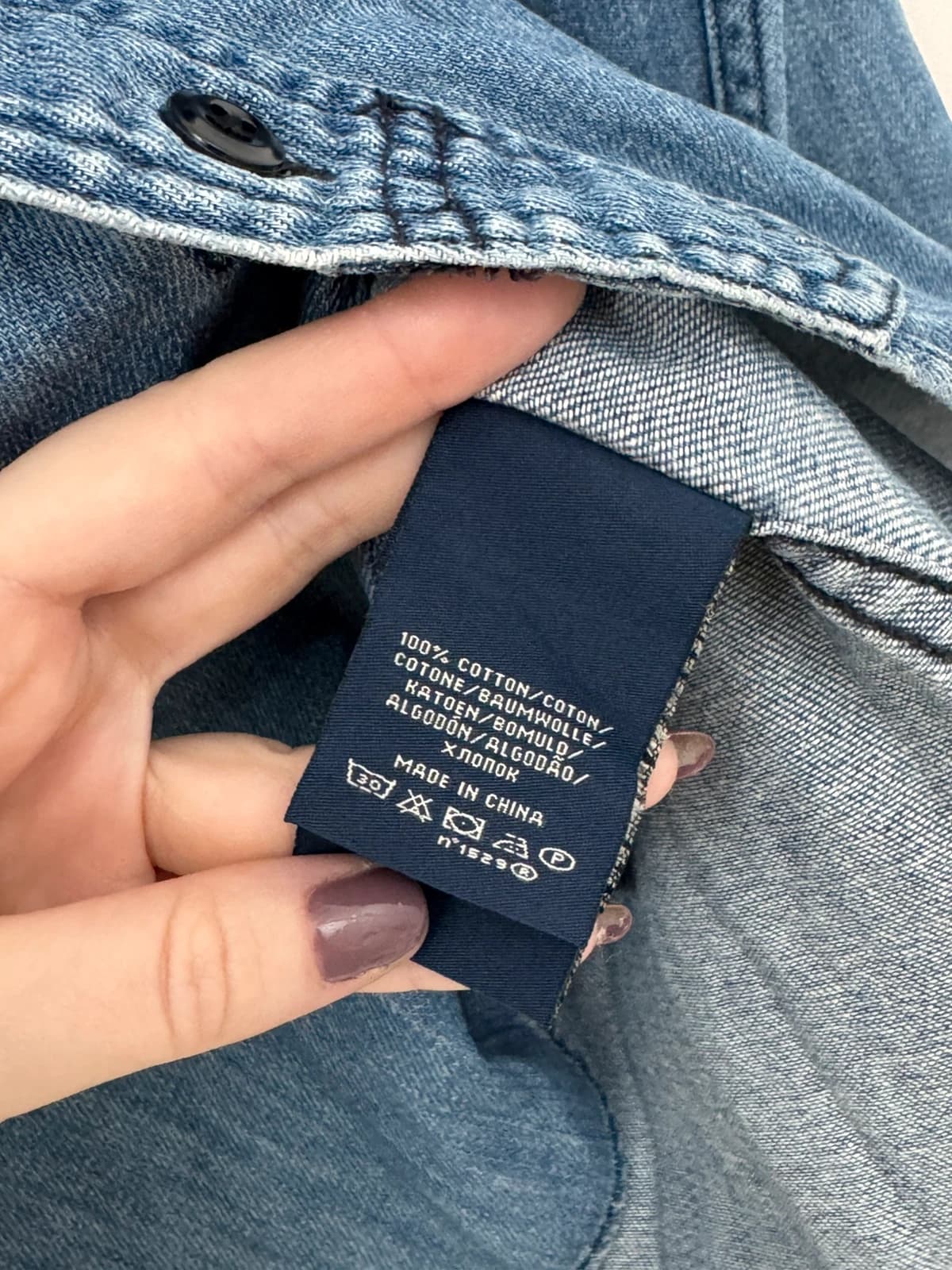 Mėlyni Ralph Lauren Polo Jeans Company vakarietiško stiliaus džinsiniai marškiniai, Slim Fit, dydis L - FP260166 – nuotrauka 6/9