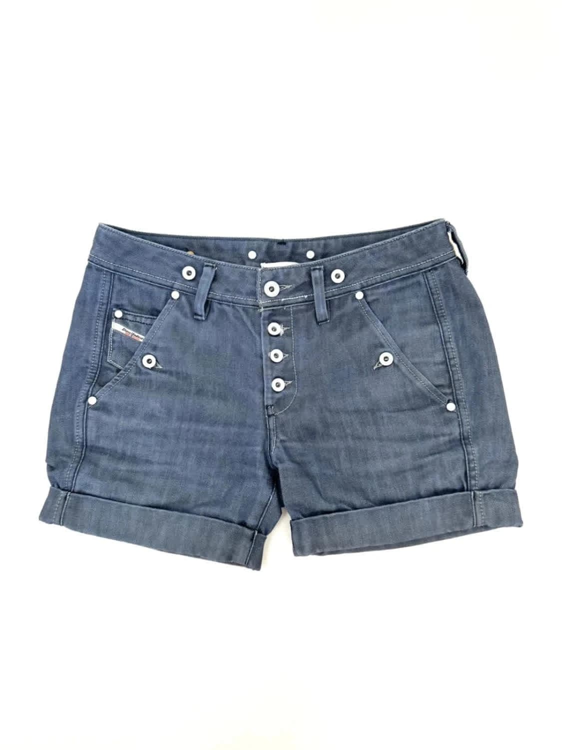 Short en jean bleu foncé Diesel boutons blancs W27 - Photo 2/7