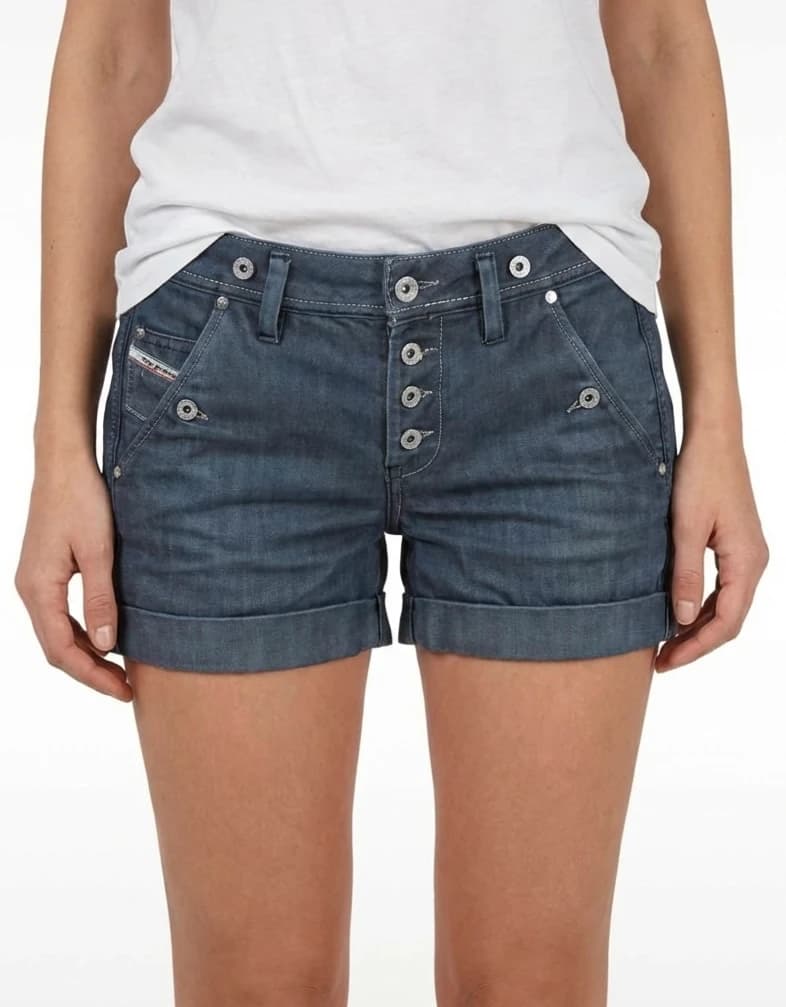 Short en jean bleu foncé Diesel boutons blancs W27 - Photo 1/7