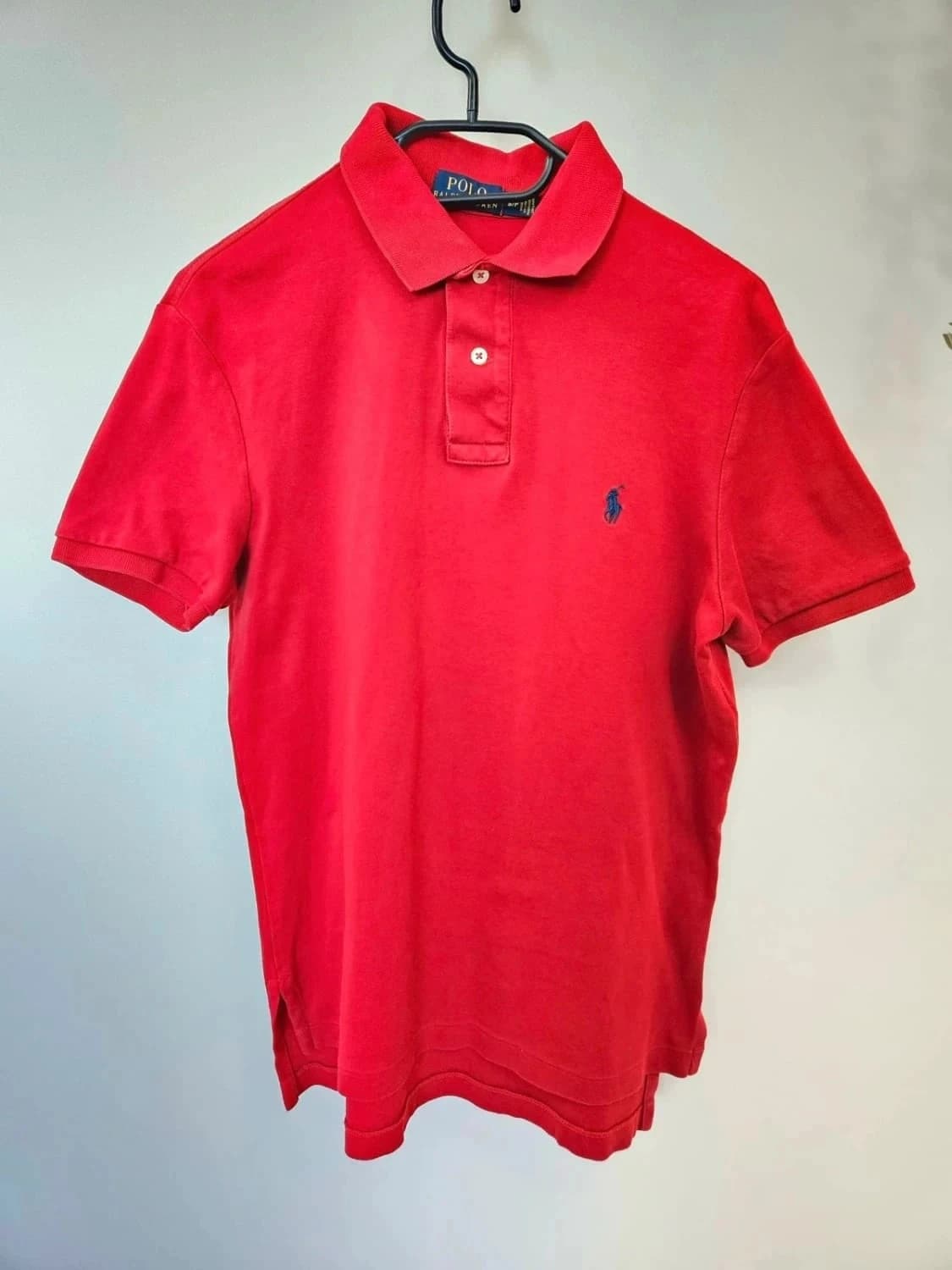 Ralph Lauren 레드 티셔츠/폴로, 블루 로고 자수, 면 100%, 사이즈 S - 사진 2/7