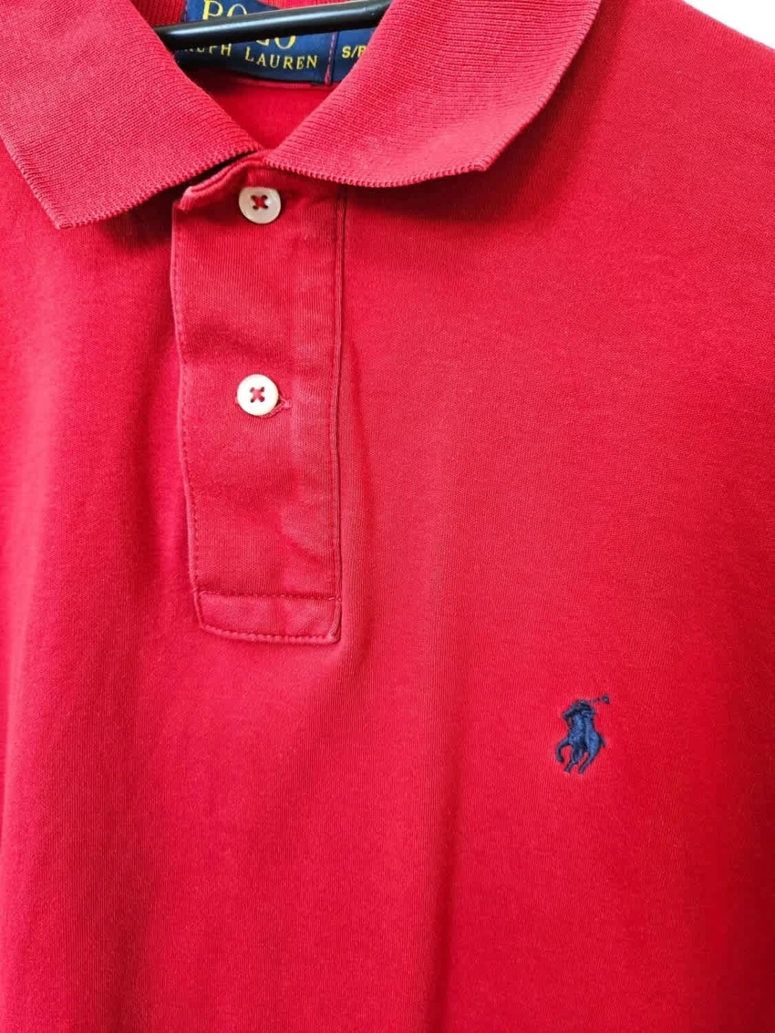 Ralph Lauren 레드 티셔츠/폴로, 블루 로고 자수, 면 100%, 사이즈 S - 사진 4/7