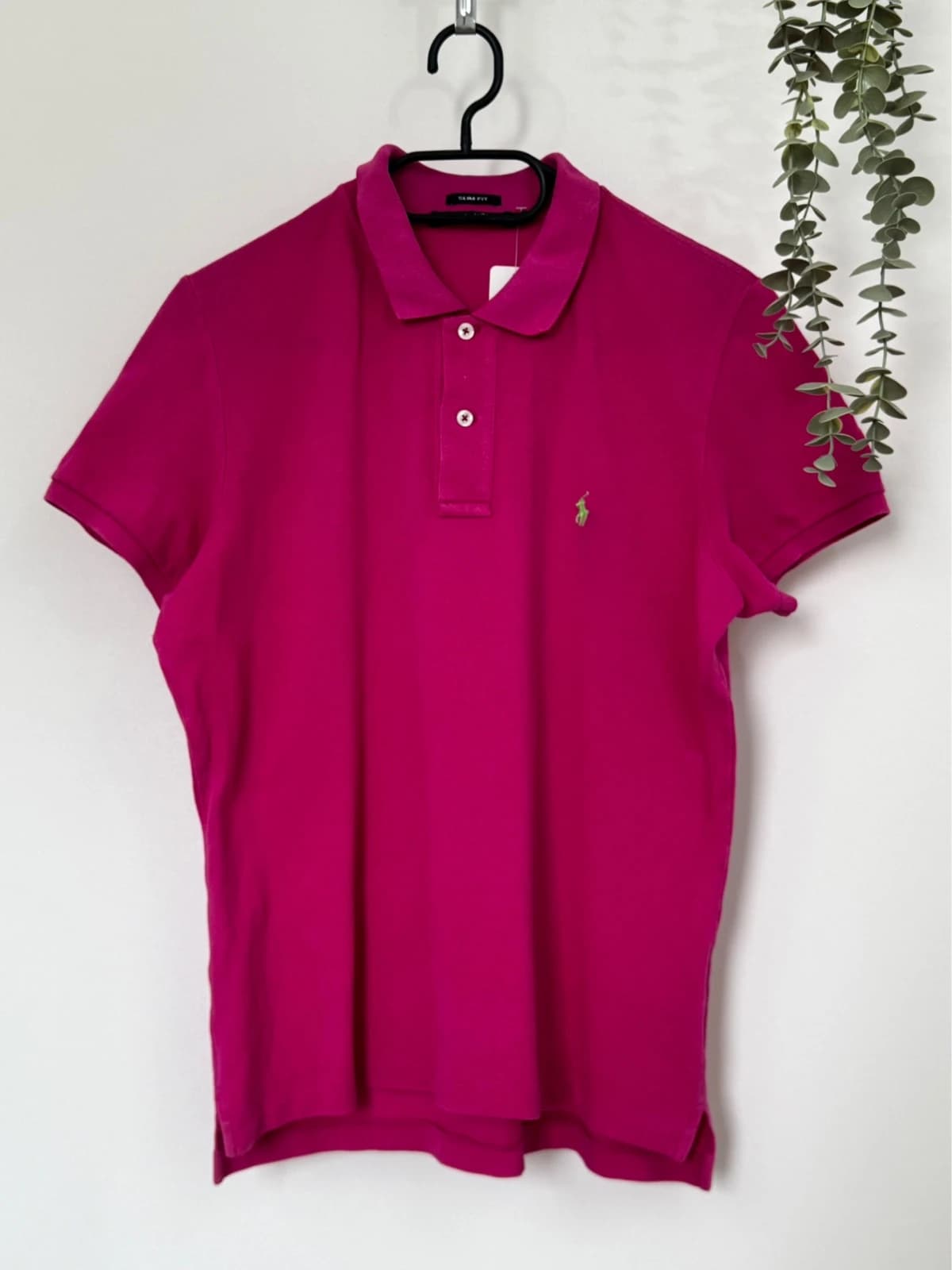 Ralph Lauren fuksijos spalvos siauro kirpimo piké polo marškinėliai, dydis L/XL - FP260275 – nuotrauka 2/8