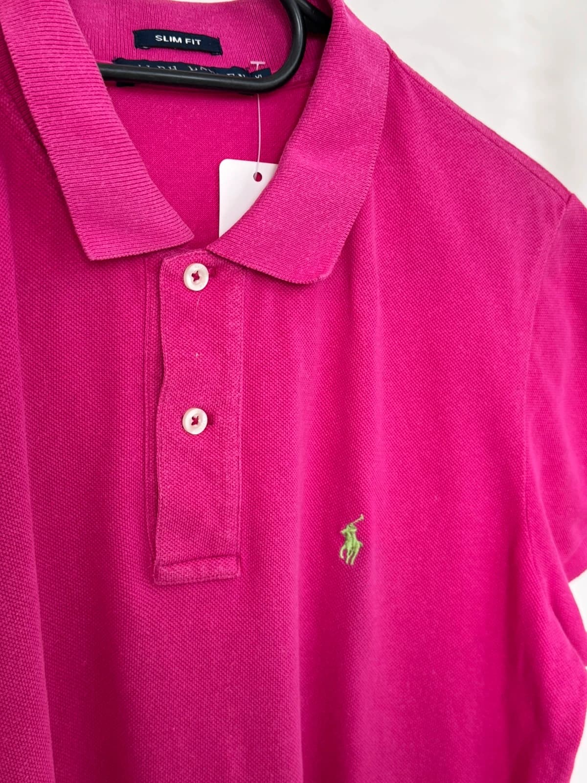 Ralph Lauren fuksijos spalvos siauro kirpimo piké polo marškinėliai, dydis L/XL - FP260275 – nuotrauka 3/8