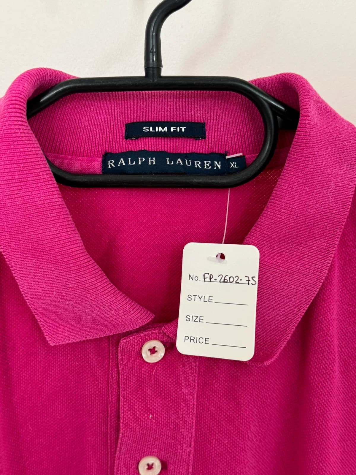 Ralph Lauren fuksijos spalvos siauro kirpimo piké polo marškinėliai, dydis L/XL - FP260275 – nuotrauka 6/8