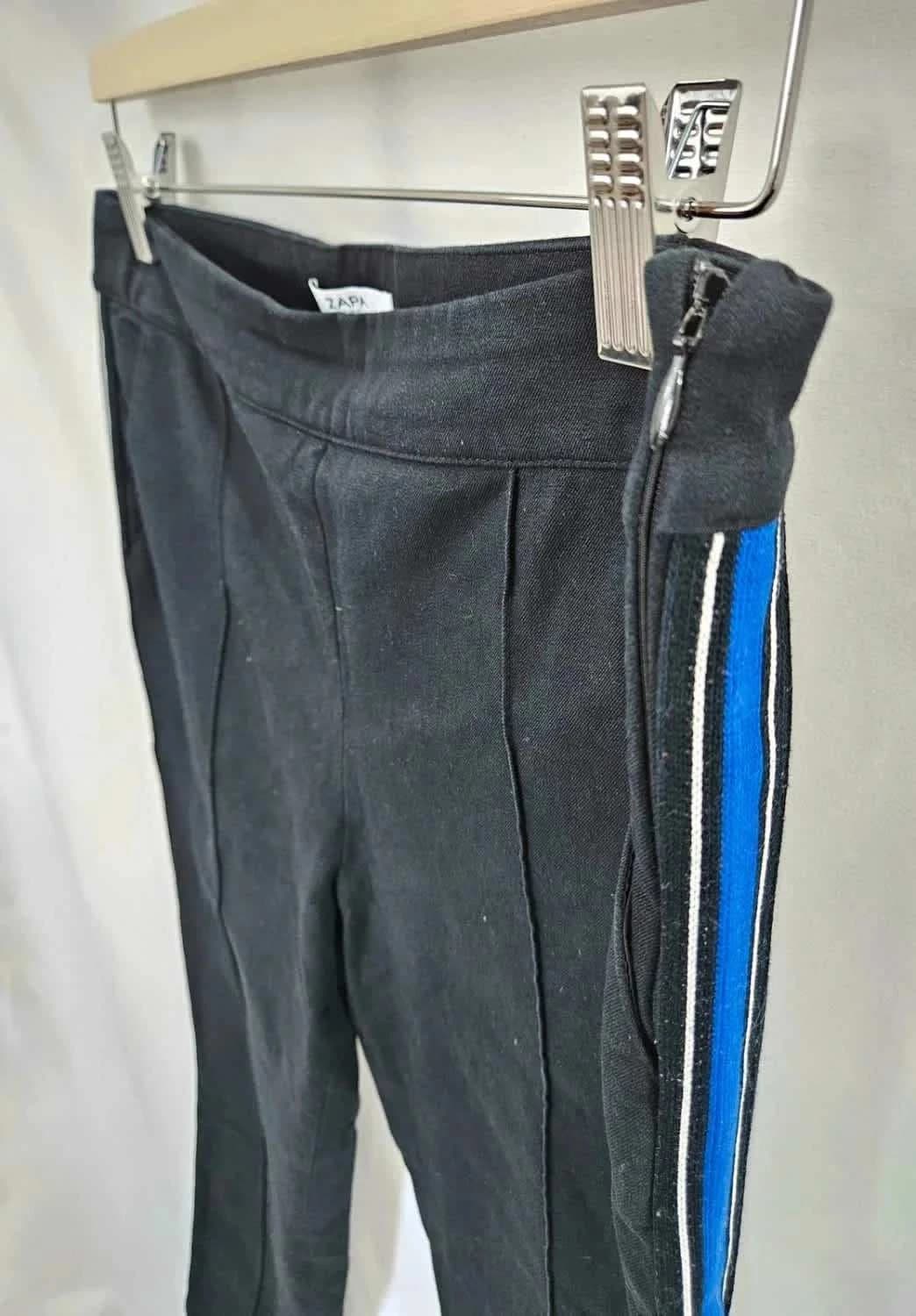 Pantalon droit noir Zapa bandes bleues taille 38 - Photo 4/6