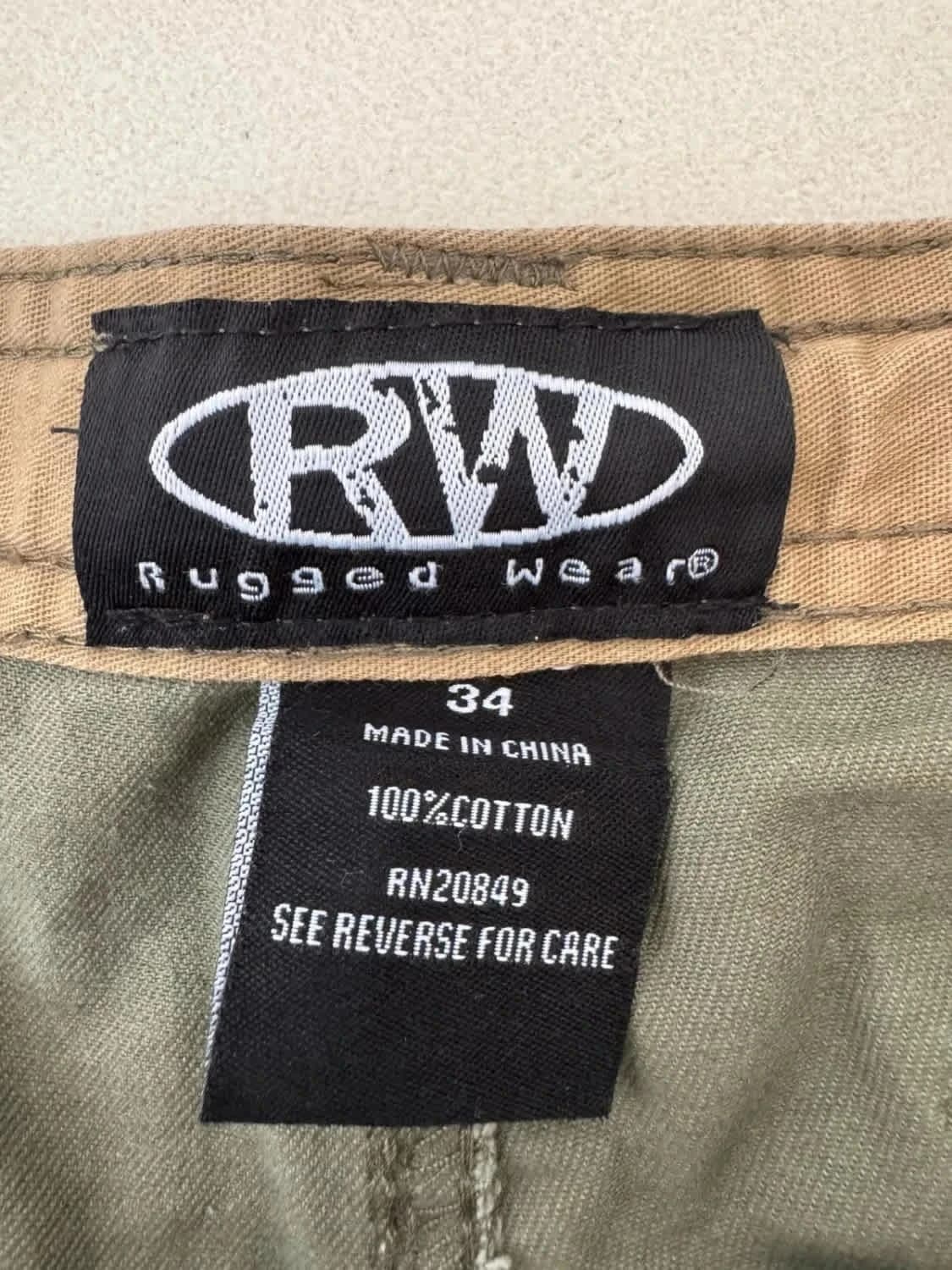 Khaki spalvos cargo šortai RW Rugged Wear, dydis W34 – nuotrauka 3/7