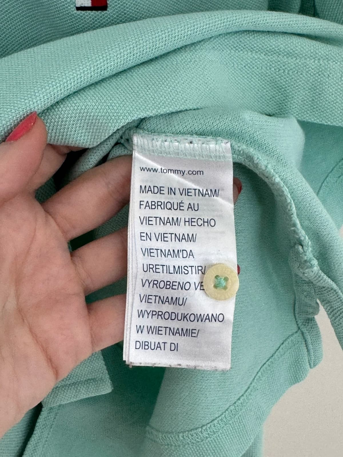 Πόλο Tommy Hilfiger 40s two ply cotton χρώμα aqua μέγεθος M - FP260240 - Φωτογραφία 5/8