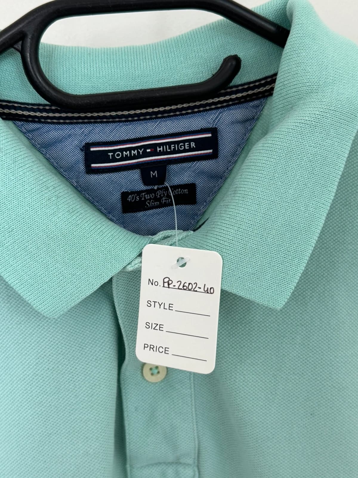 Πόλο Tommy Hilfiger 40s two ply cotton χρώμα aqua μέγεθος M - FP260240 - Φωτογραφία 4/8