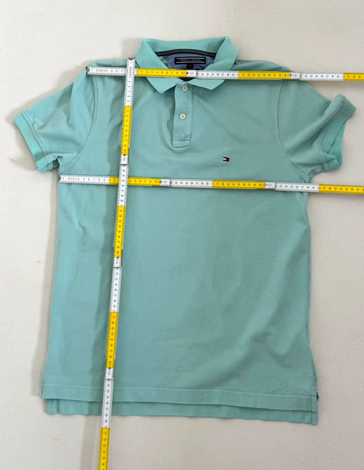 Πόλο Tommy Hilfiger 40s two ply cotton χρώμα aqua μέγεθος M - FP260240 - Φωτογραφία 8/8