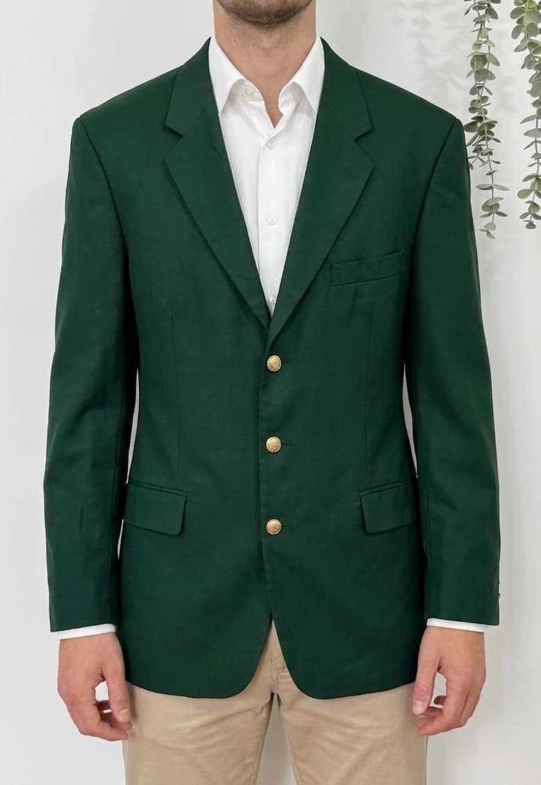 Blazer Cyrillus vert sapin en laine boutons dorés taille 54/XXL - Photo 1/7