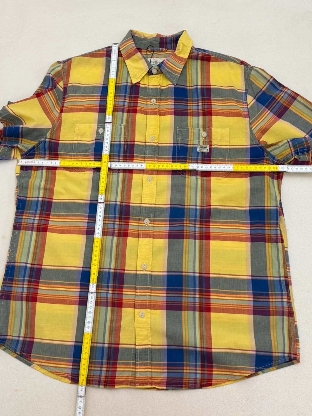 Kemeja lengan pendek Ralph Lauren Denim & Supply kotak-kotak berbilang warna kuning saiz XL - FP260176 - Foto 6/6