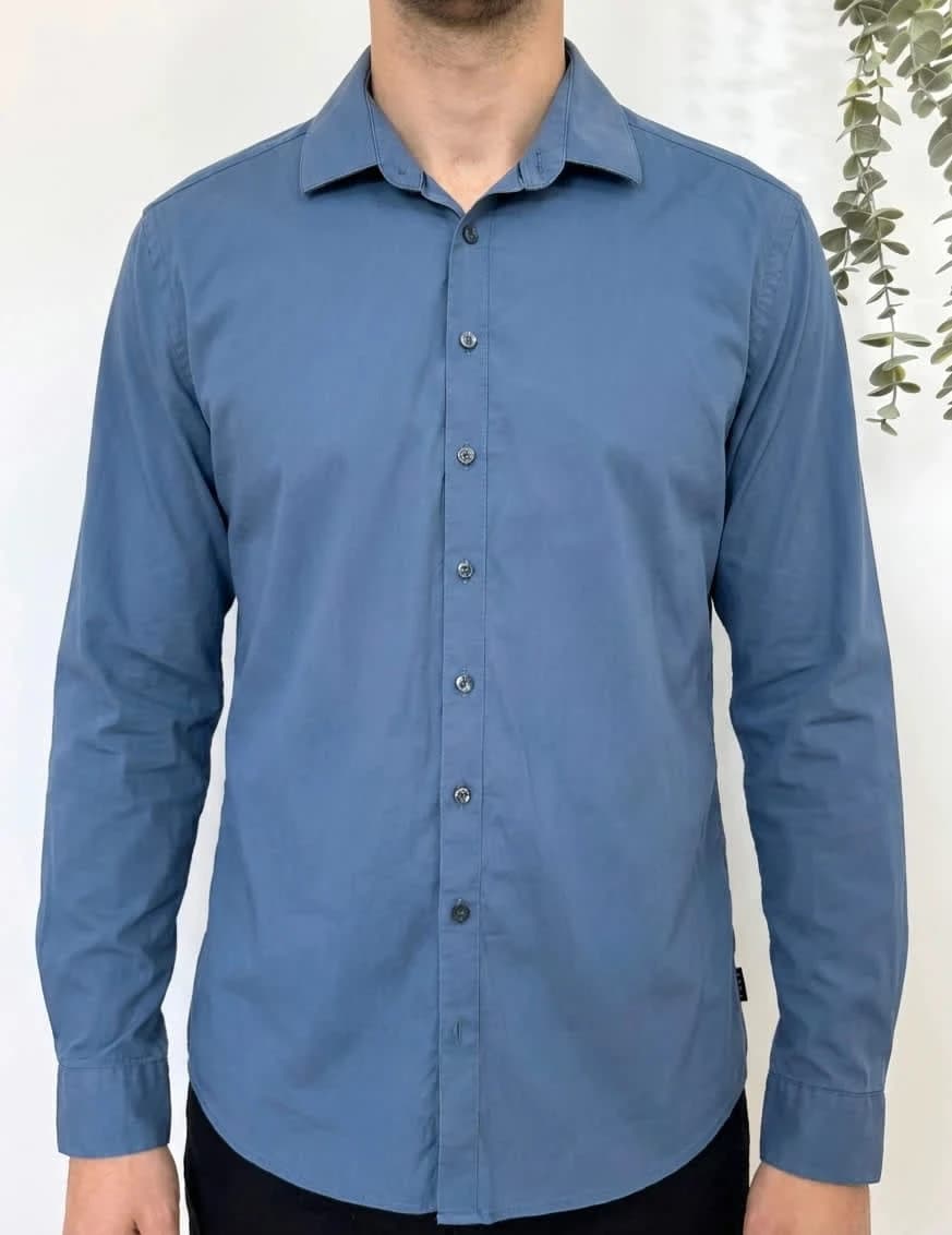 Slim-Fit-Stretchhemd IZAC stahlblau Größe 39/40 - SC260119 - Foto 1/7
