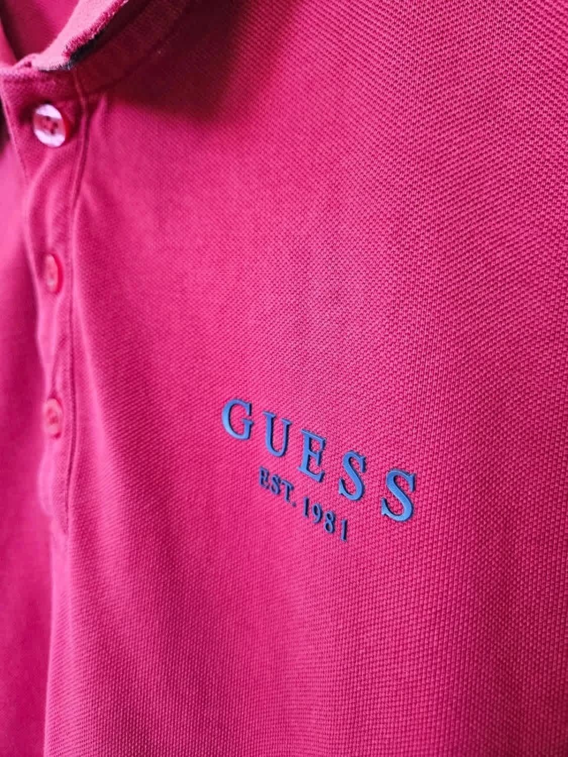 Polo Guess potongan ketat merah saiz M - Foto 5/8