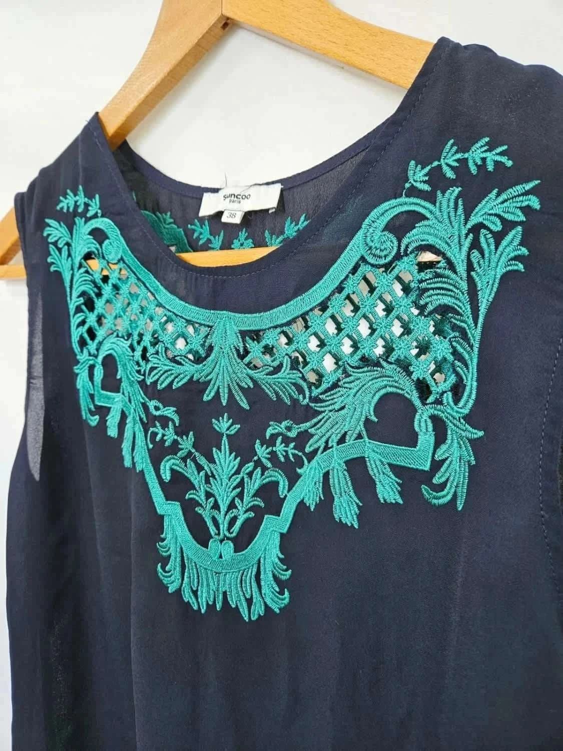 Suncoo blue vest with patterns size 38 - Photo 3/7