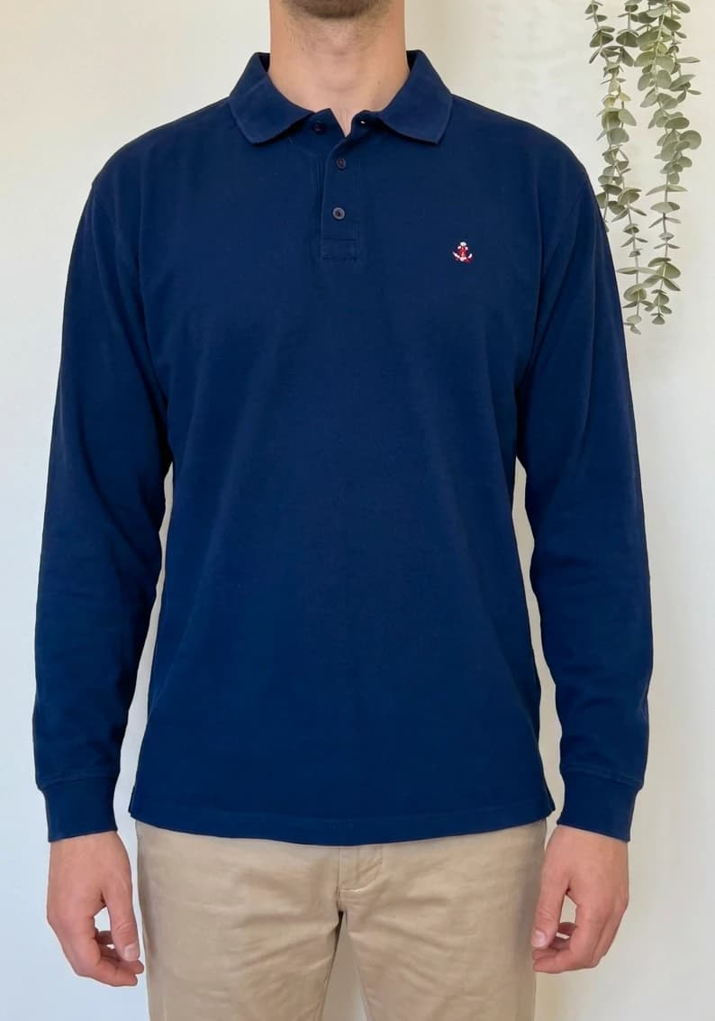 Polo z dzianiny piqué z długim rękawem Armor Lux granatowe rozmiar 4XL - Zdjęcie 1/9