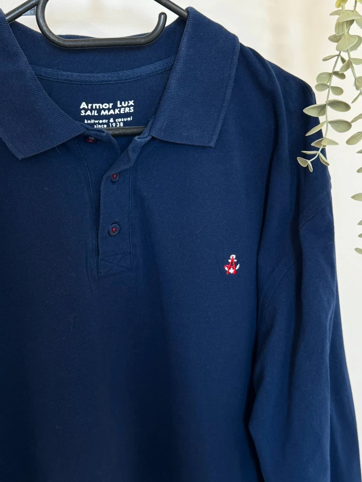Polo z dzianiny piqué z długim rękawem Armor Lux granatowe rozmiar 4XL - Zdjęcie 3/9