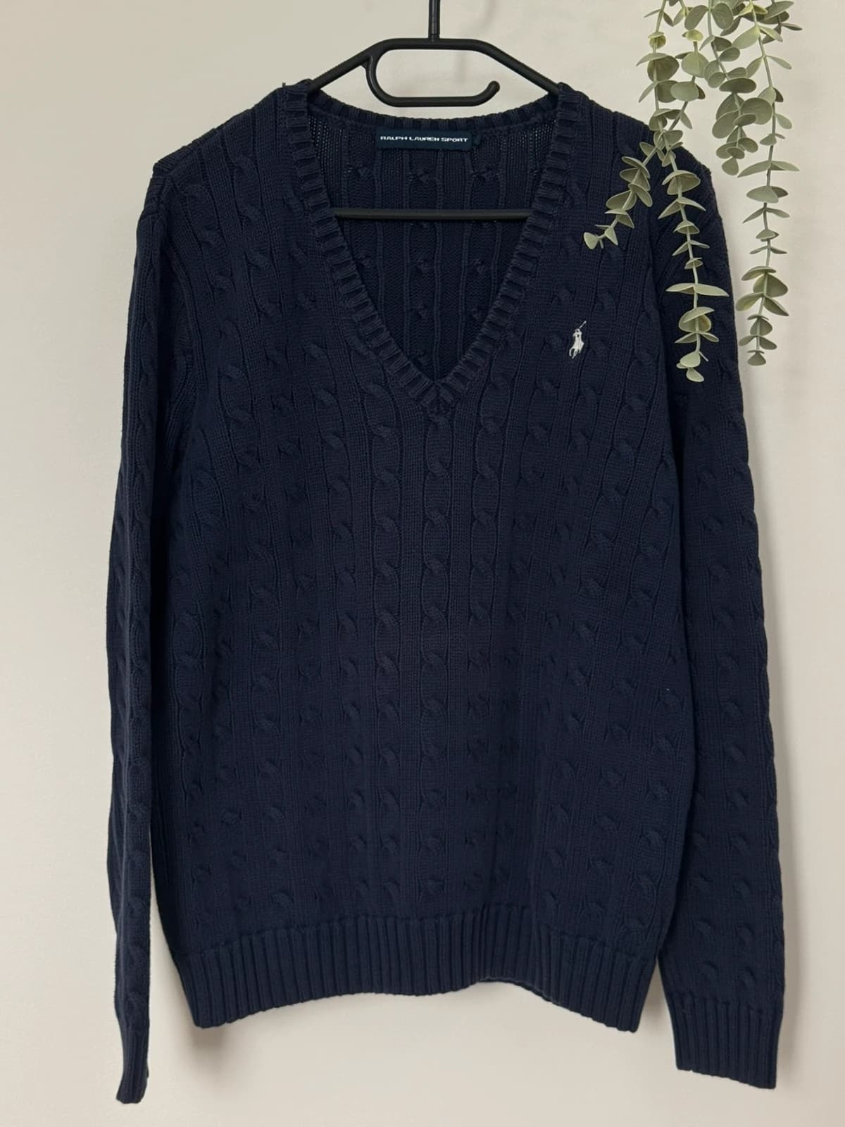 Pull col V torsadé Ralph Lauren Sport bleu marine taille XL - Photo 2/9