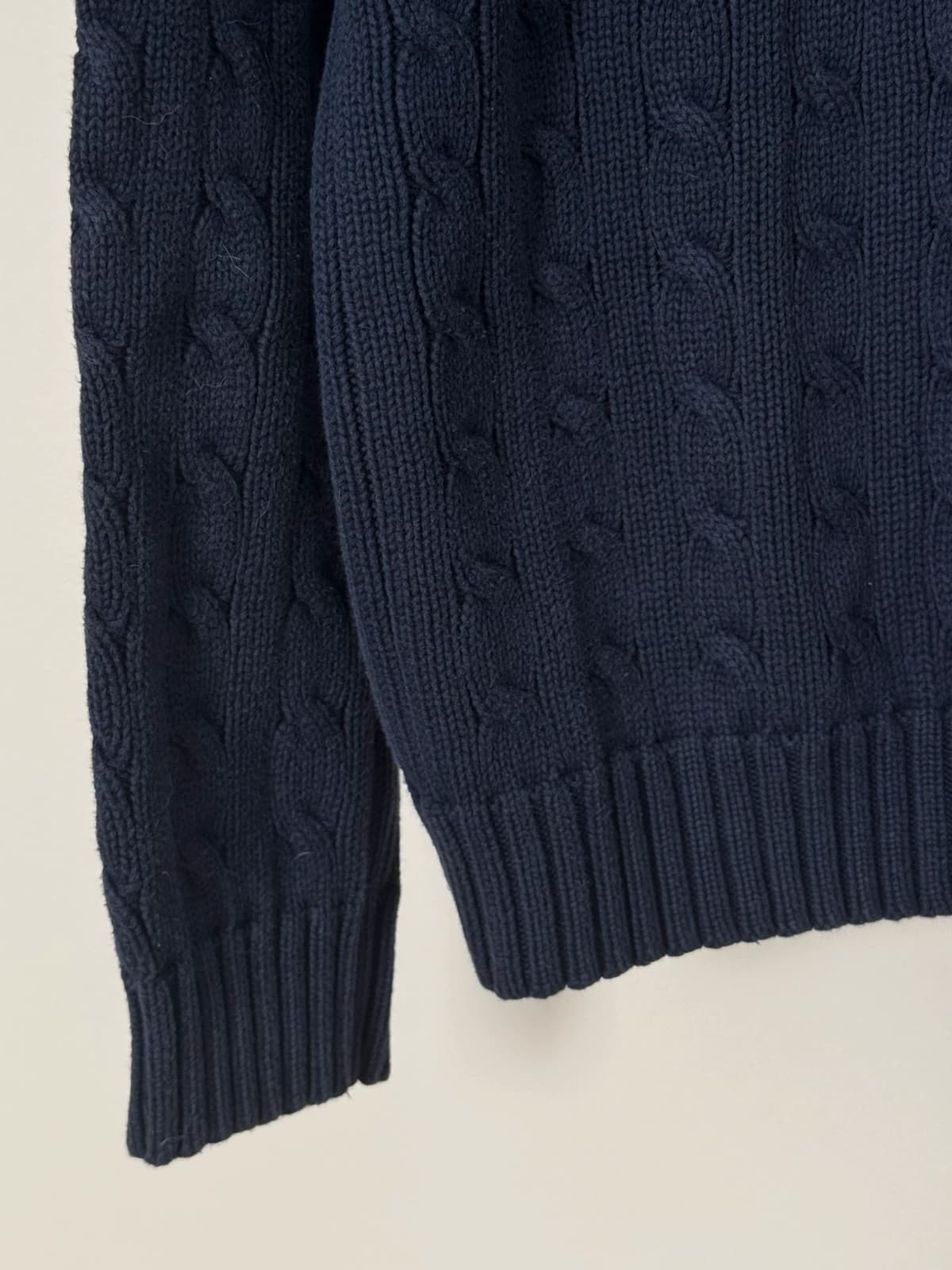 Pull col V torsadé Ralph Lauren Sport bleu marine taille XL - Photo 4/9