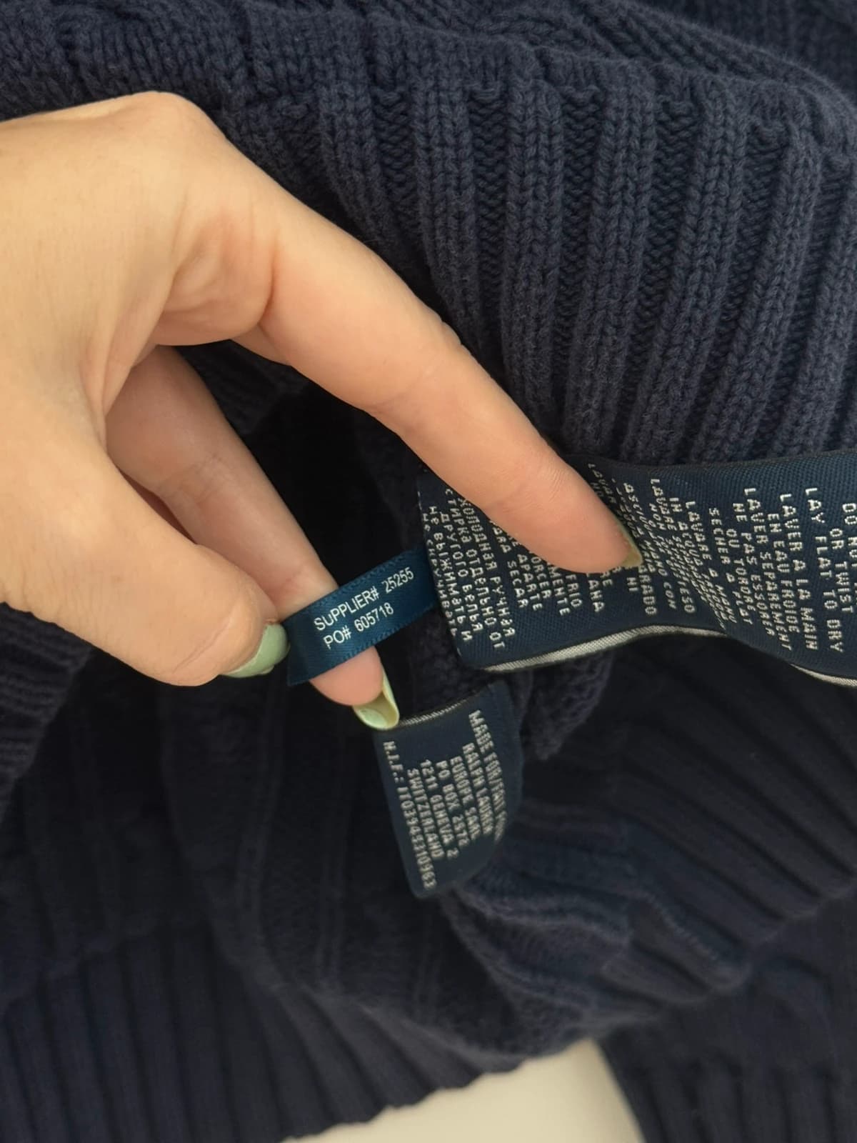 Pull col V torsadé Ralph Lauren Sport bleu marine taille XL - Photo 6/9
